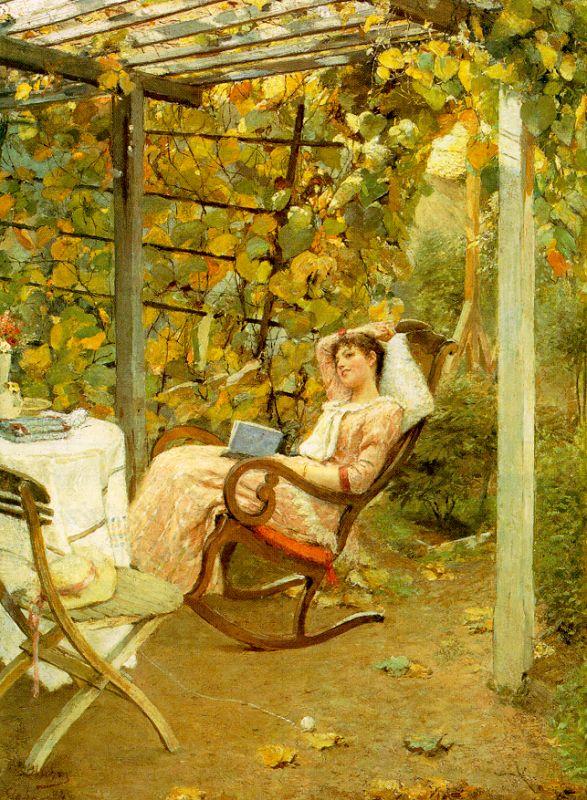 Oscar Bluhm In the Pergola oil painting image